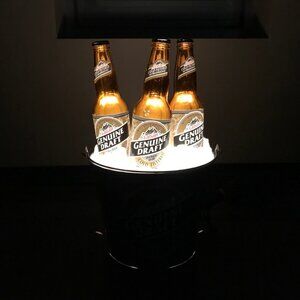 Labatt Lighted Advertising 3D Sign Beer Bottles in Ice Bucket Everbrite Man Cave